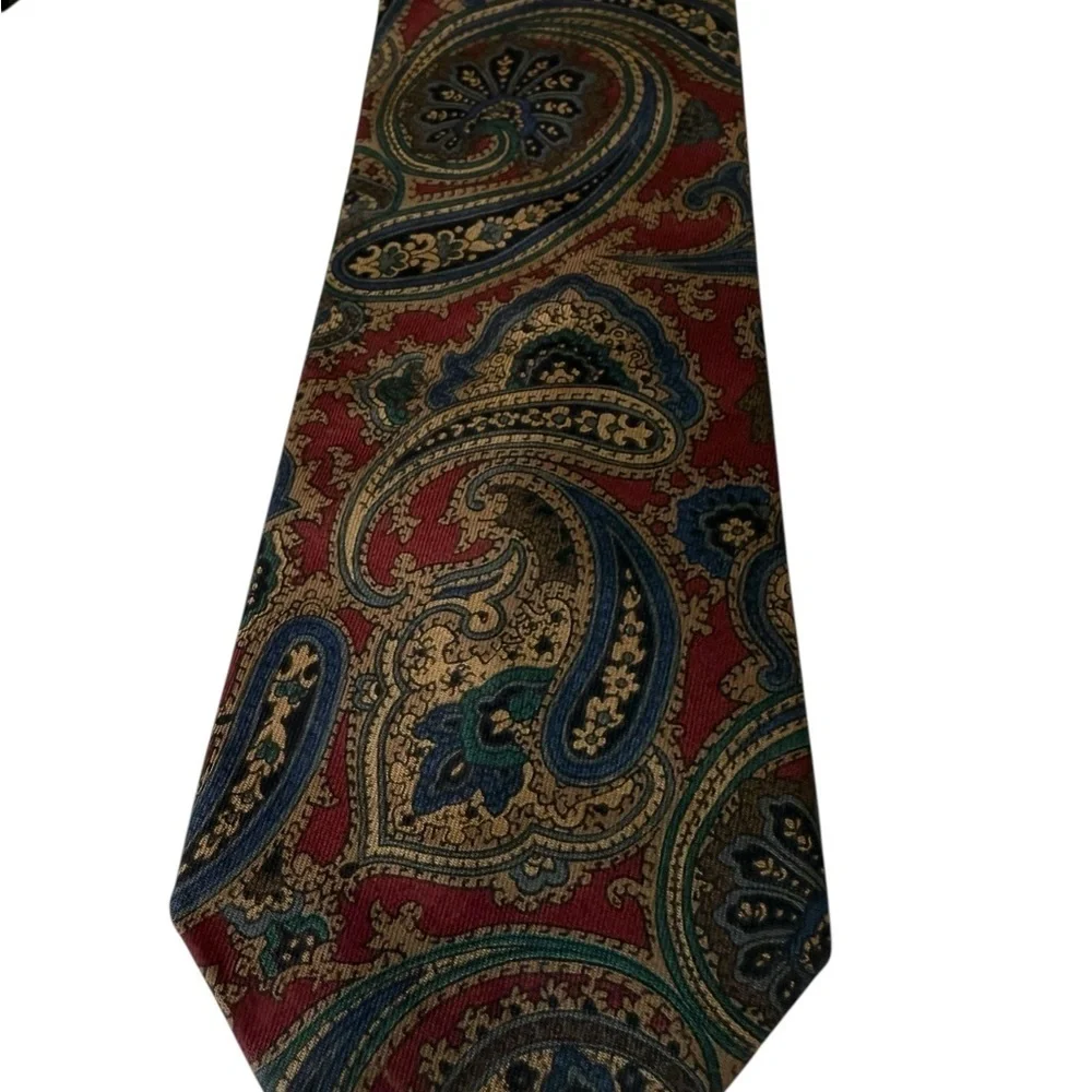 Wittcomb  & Keith Paisley 56X 3 in. Neck Tie Blue Bergundy Vintage Dad Business